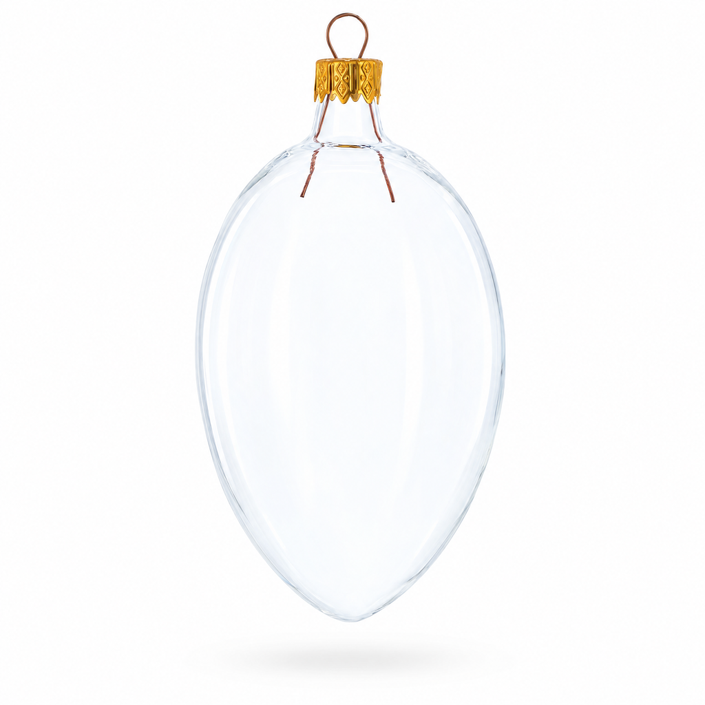 Set of 6 Clear Glass Egg Ornaments DIY Craft 4 Inches