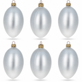 Set of 6 White Matte Glass Egg Ornaments 4 Inches