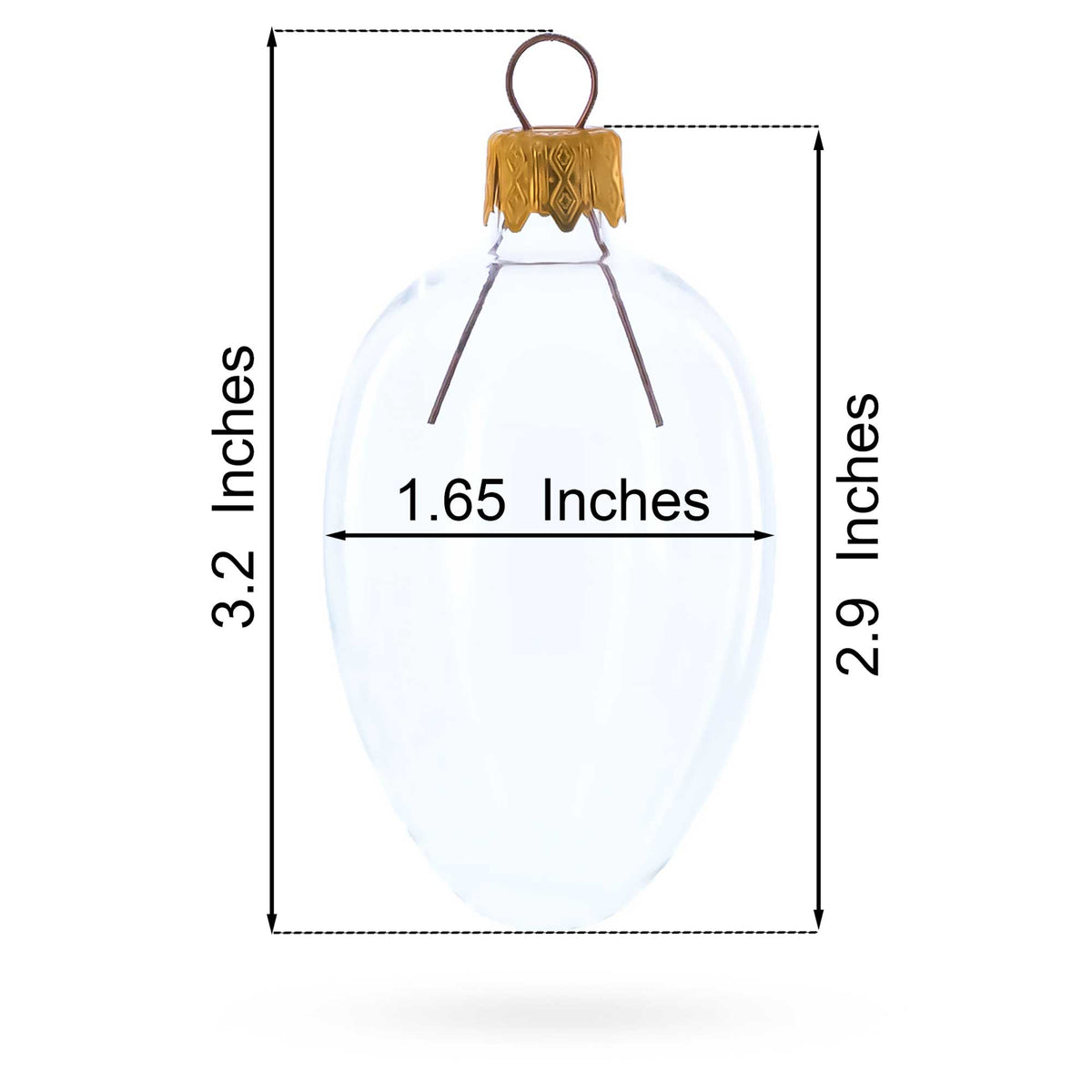 Set of 6 Champagne Mini Glass Egg Ornaments 2.9 Inches