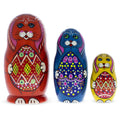 Wooden Easter Bunny Nesting Dolls - Spring Stacking Matryoshka 4.13 Inches