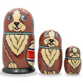 Wooden Brown Dog with Ball Nesting Dolls - Pet Stacking Matryoshka 5 Inches
