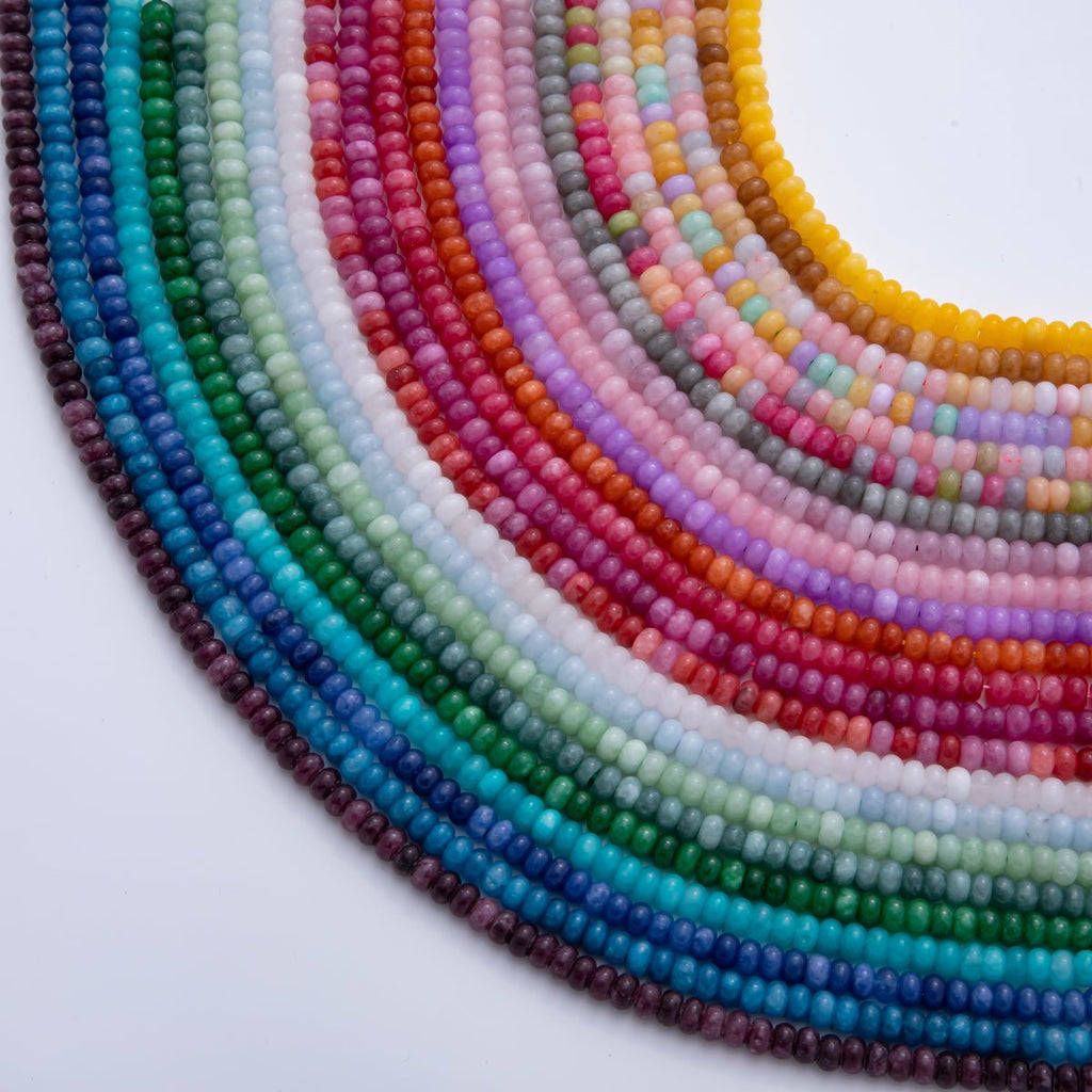 4mm x 6mm Natural Gemstone Agate Rondelle Beads Strand Finding | WA-A3477 - WA-A3479, WA-A3517 - WA-A3526, WA-A3530 - WA-A3534
