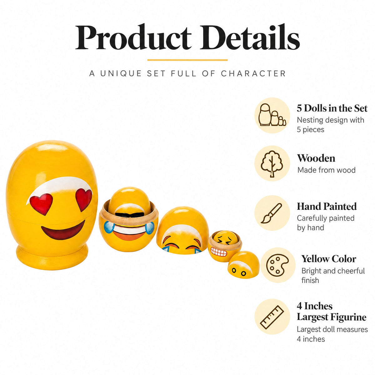 Facial expression Wooden Nesting Dolls