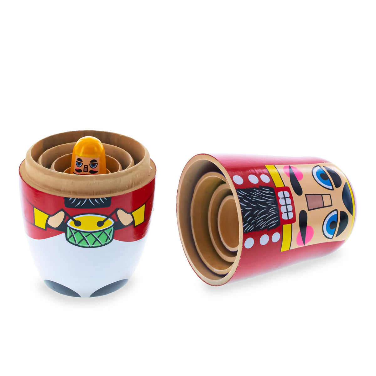 Set of 5 Nutcrackers Wooden Nesting Dolls 5.5 Inches