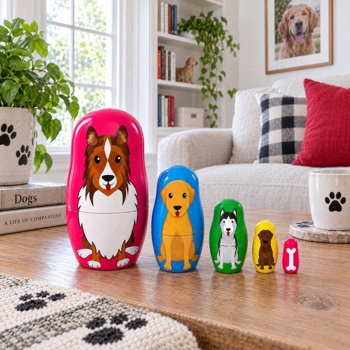 Dogs Wooden Nesting Dolls 4.75 Inches