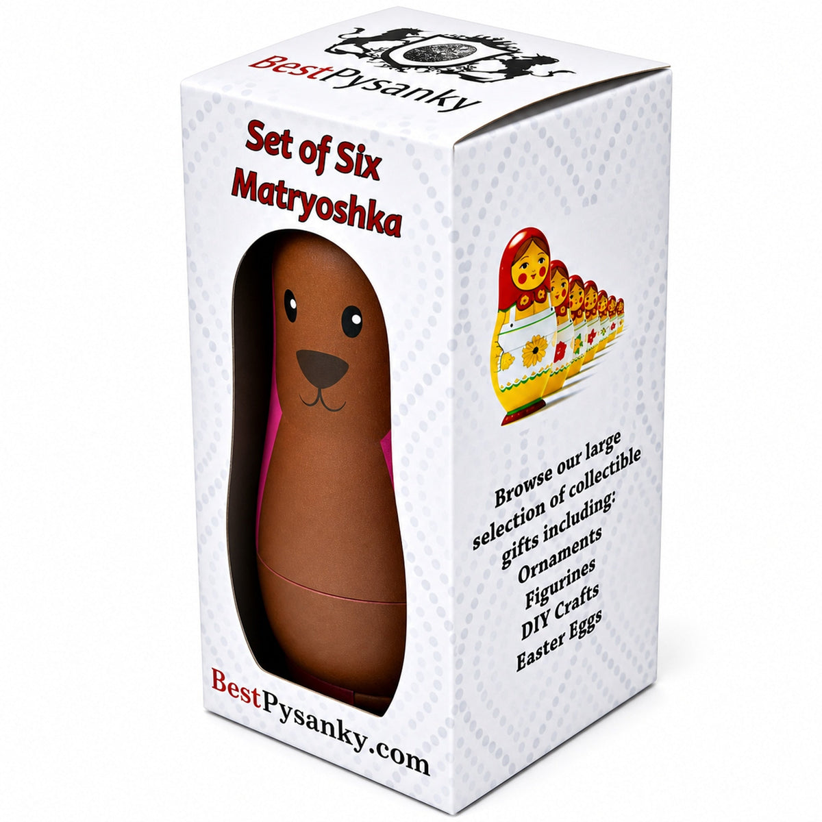 6 Animals: Dog, Cat, Horse, Fish, Chick, Bunny Plastic Nesting Dolls 4.5 Inches