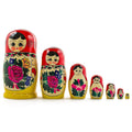 Set of 7 Wooden Semenov Nesting Dolls - Blooming Rose Matryoshka 7 Inches