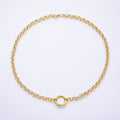 NEW 16K Gold Filled 6mm Push Gate Charm Connector Holder Ring Rolo Chain 18 Inch Necklace | WA-00574
