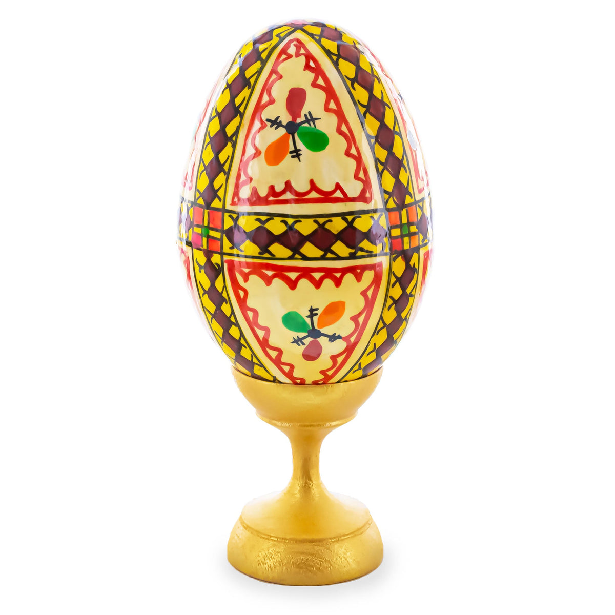 Triangles Hand Painted Wooden Pysanky Easter Egg