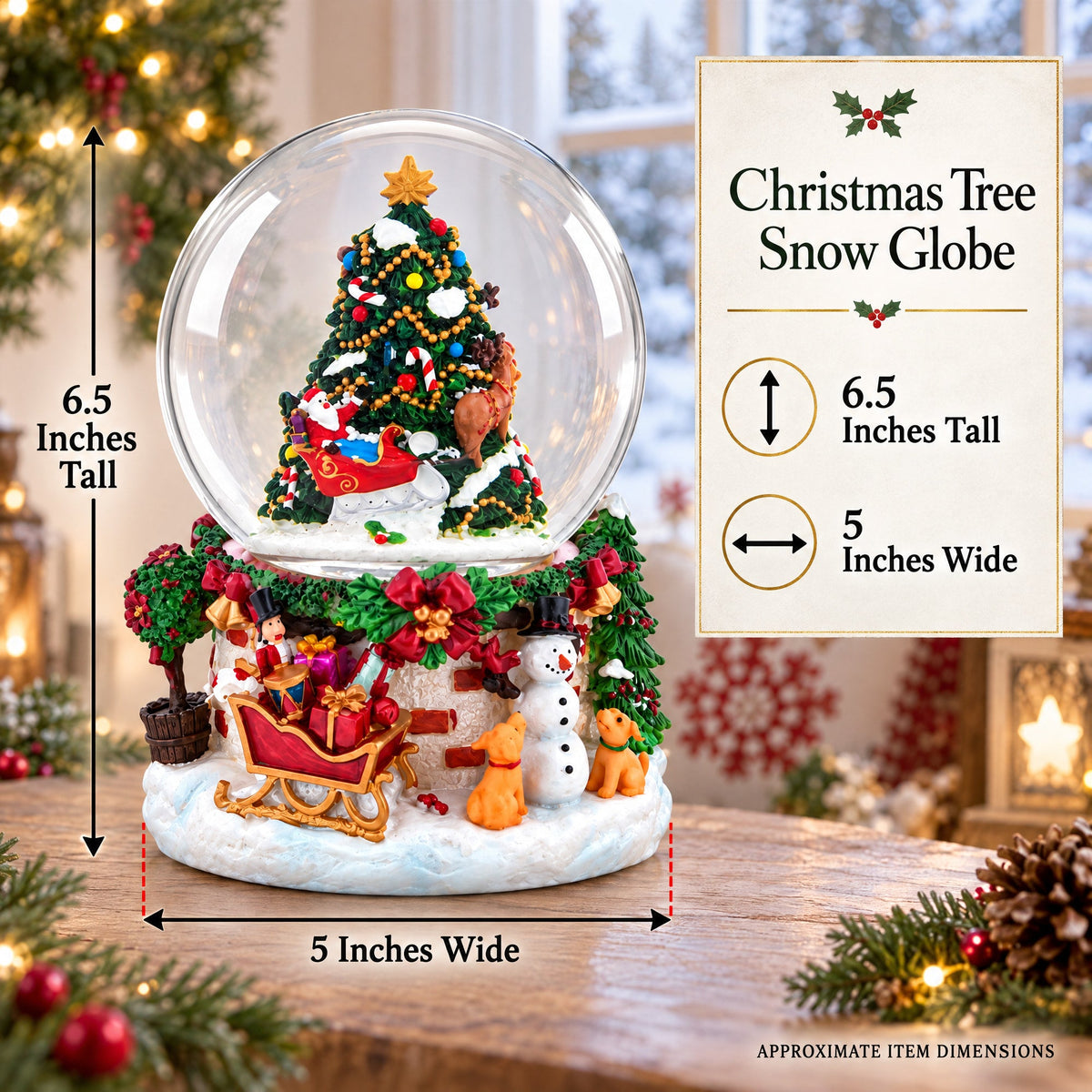 Santa's, Snowman and Canine Companions Musical Water Snow Globe