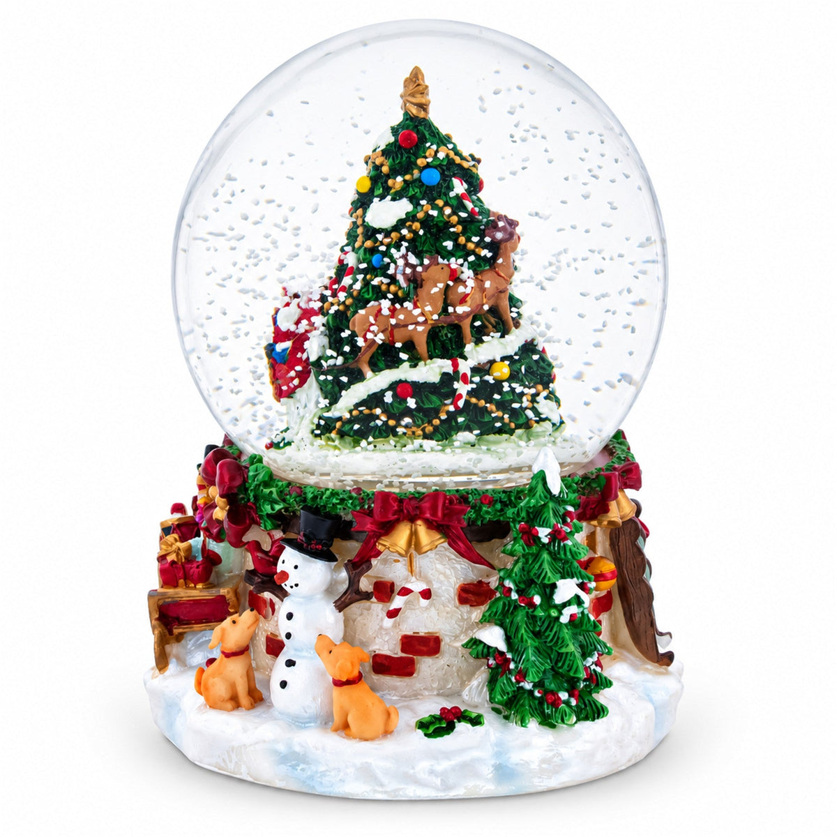 Santa's, Snowman and Canine Companions Musical Water Snow Globe