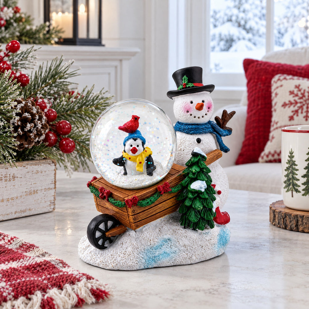 Snowman, Penguin and Cardinal Mini Water Snow Globe