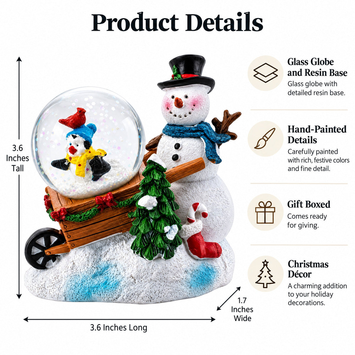 Snowman, Penguin and Cardinal Mini Water Snow Globe