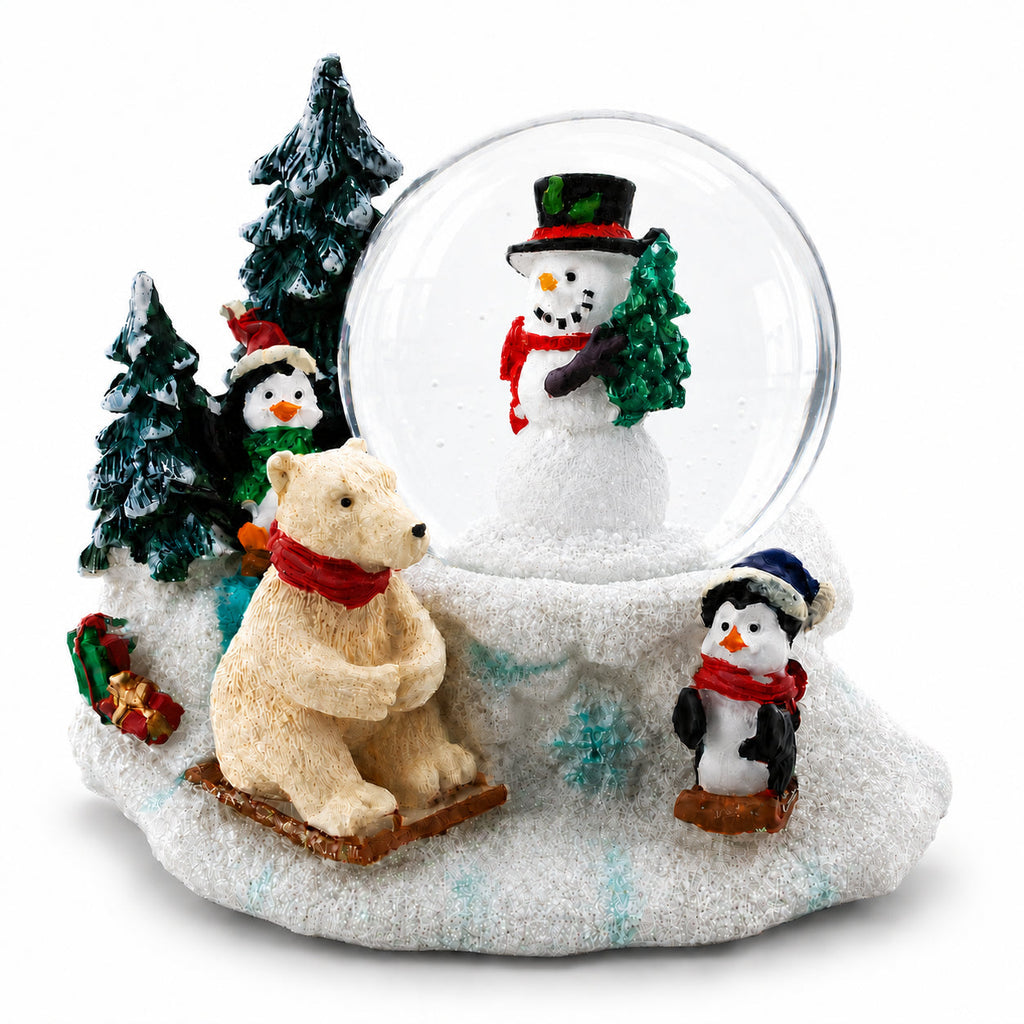 Mini Winter Scene with Polar Bear and Penguins Water Globe