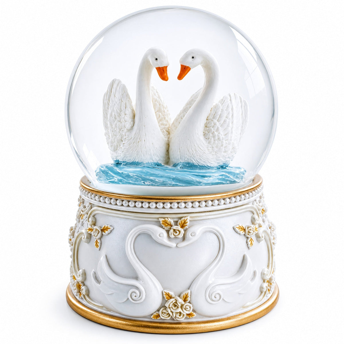 Romantic Swan Spinning Musical Water Snow Globe
