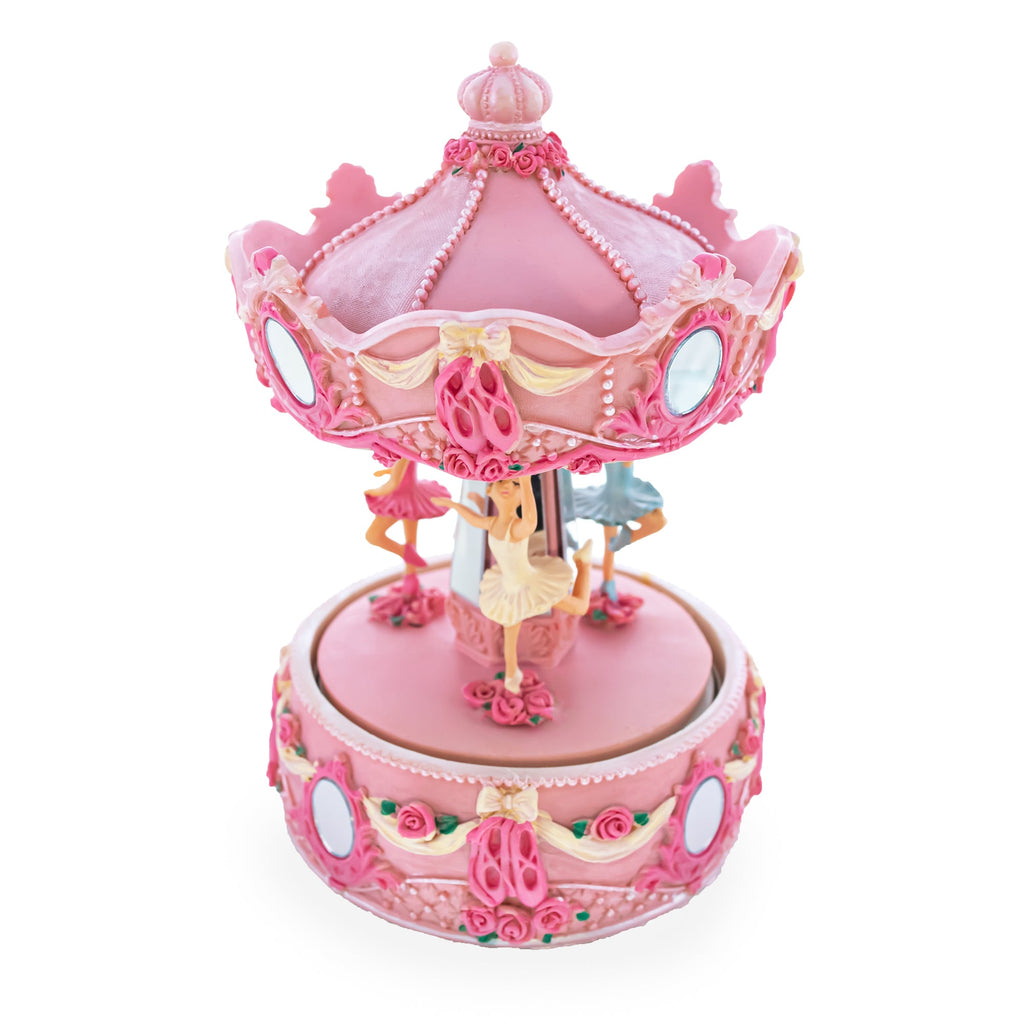Pink Ballerina Carousel Rotating Musical Figurine