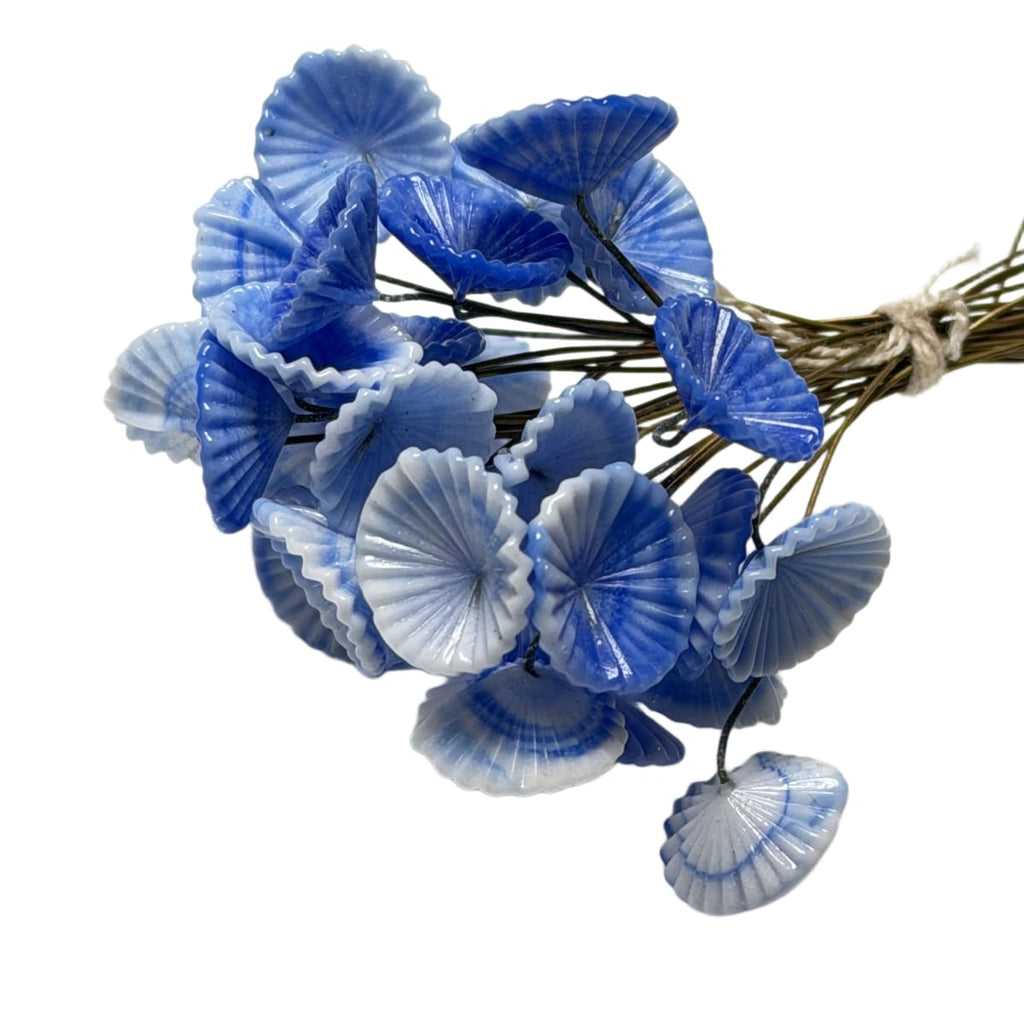 Vintage Czech Glass Flower Stamens - Blue Pressed Glass with Wire Stems 90mm - Individual Floral Components