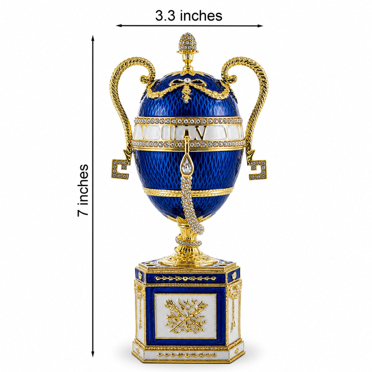 1895 Blue Serpent Clock Royal Imperial Easter Egg 7 Inches