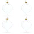 Set of 4 Pointed Onion-Shape Finial Clear Glass Christmas Ornaments