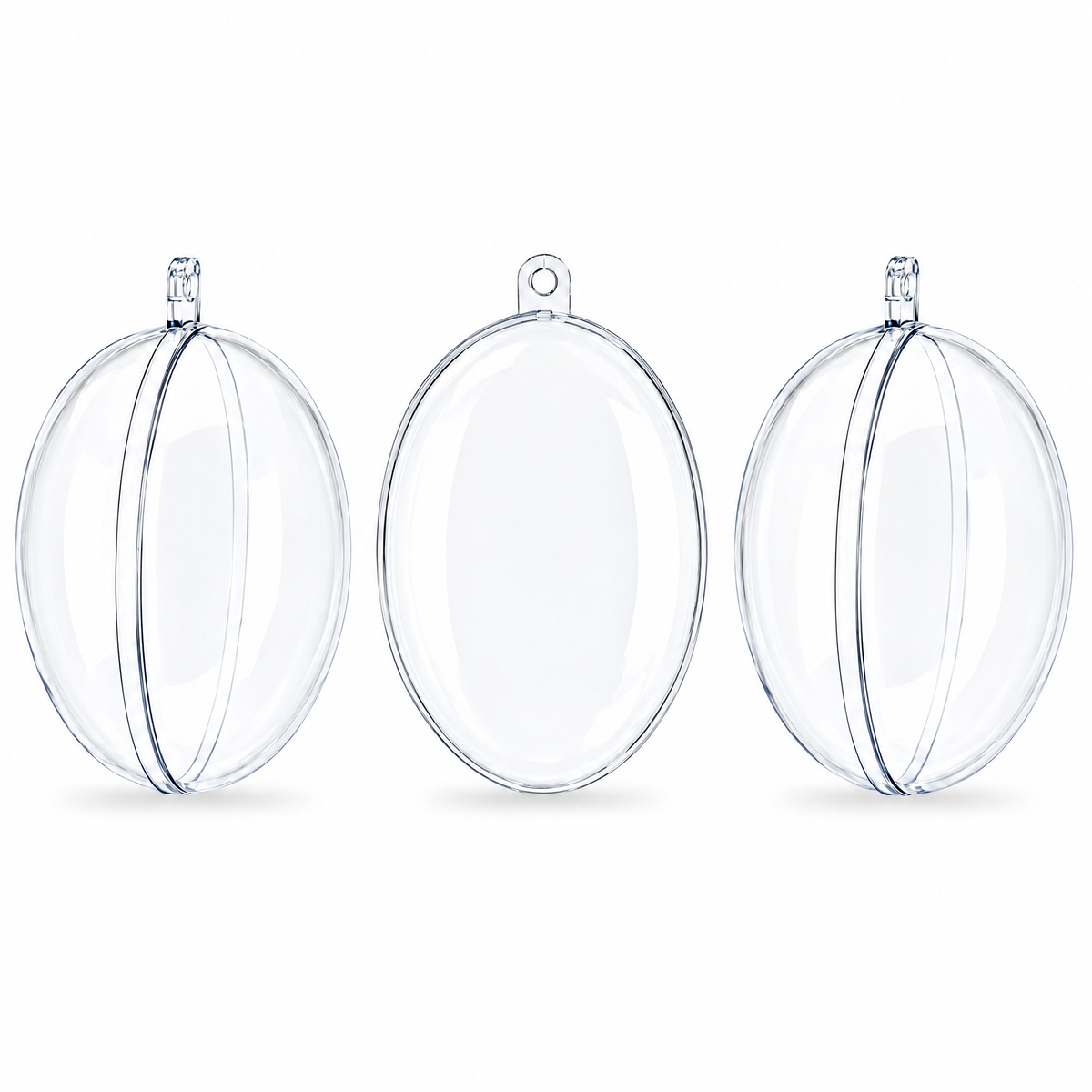 Set of 3 Clear Plastic Egg Ornaments 4.35 Inches (100 mm)