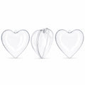 Set of 3 Clear Plastic Hearts Ornaments 2.45 Inches (62 mm)