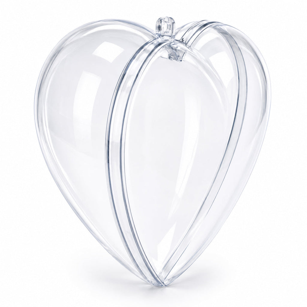 Set of 3 Clear Plastic Heart Ornaments 3.05 Inches