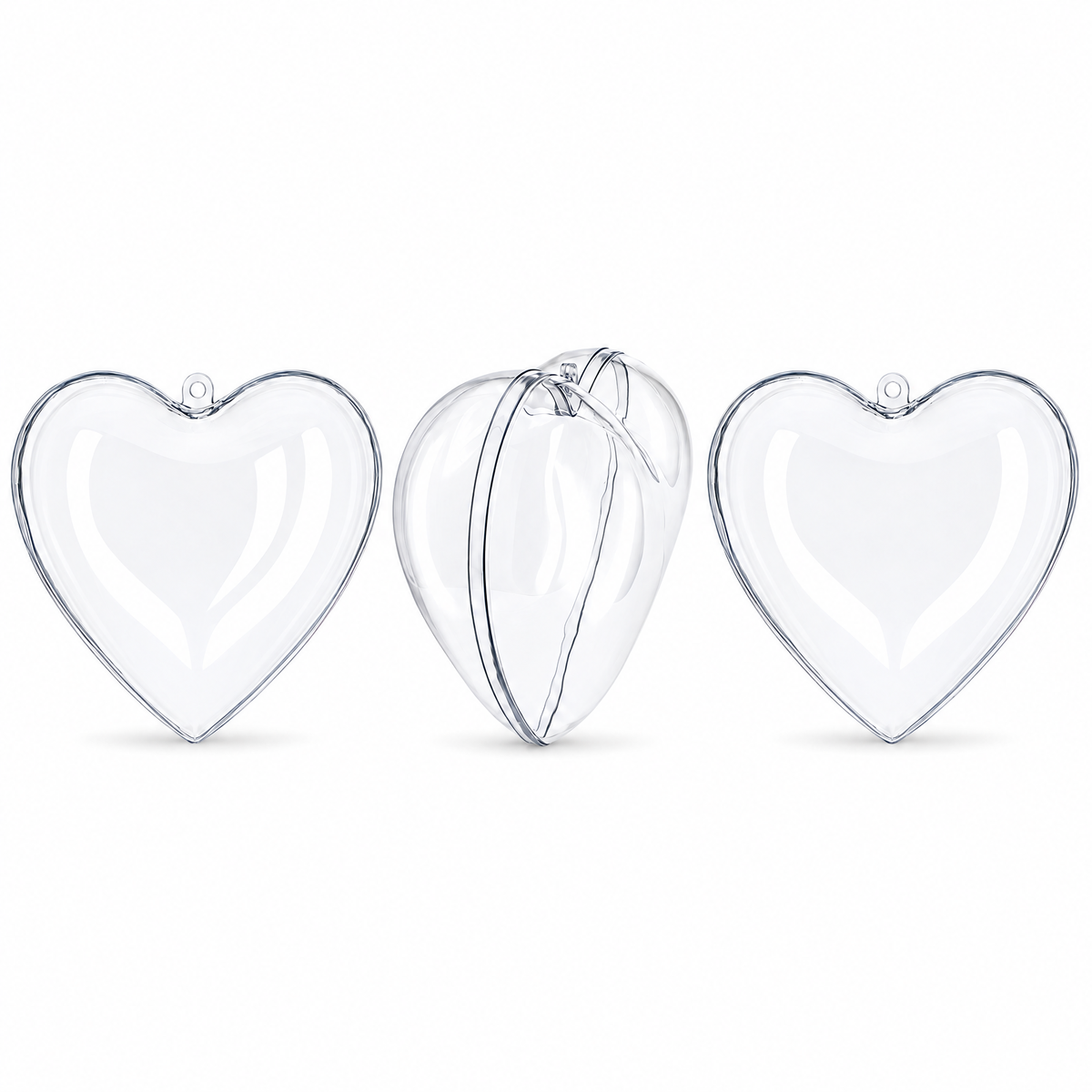 Set of 3 Clear Plastic Heart Ornament 4.6 Inches (117 mm)