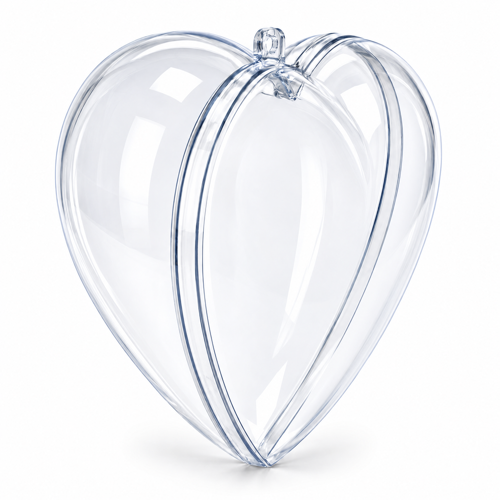 Set of 3 Clear Plastic Heart Ornament 4.6 Inches (117 mm)