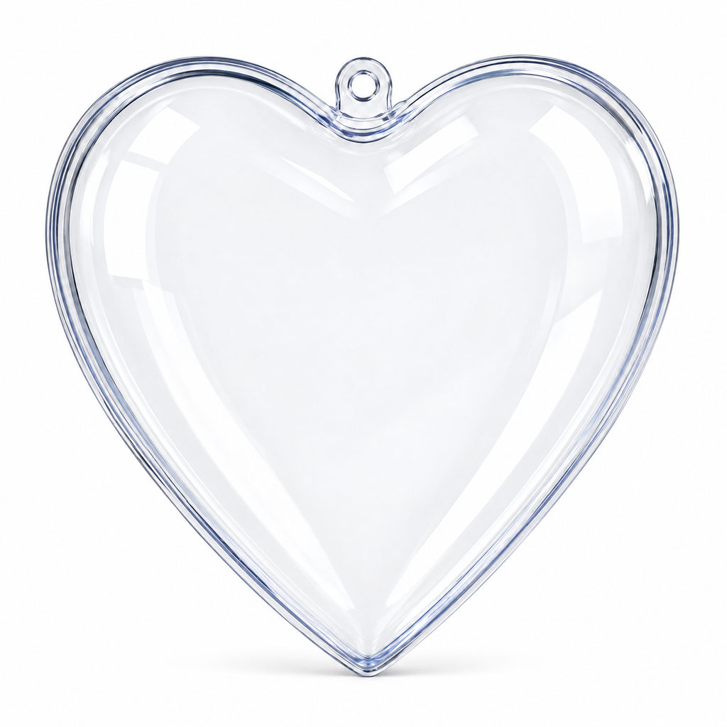 Set of 3 Clear Plastic Heart Ornament 4.6 Inches (117 mm)