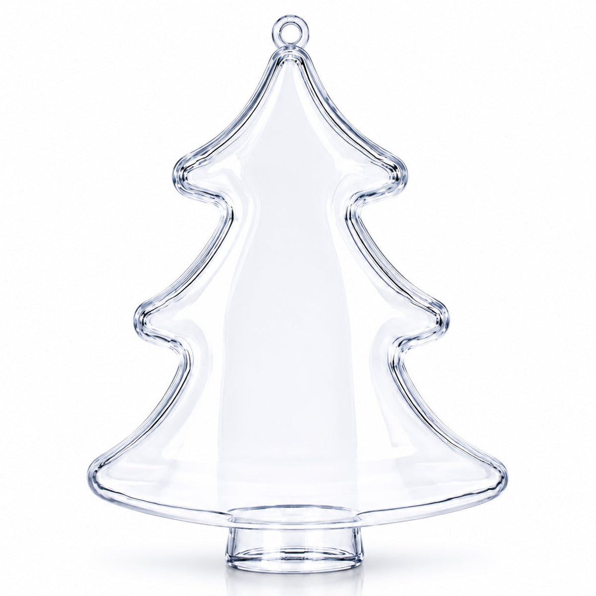 Set of 3 Clear Plastic Christmas Tree Shape Ornaments 4.35 Inches