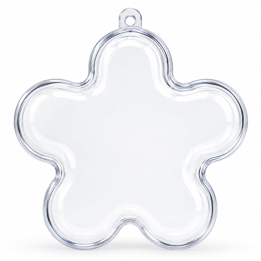 Clear Plastic Flower Ornament  3.55 Inches (90 mm)