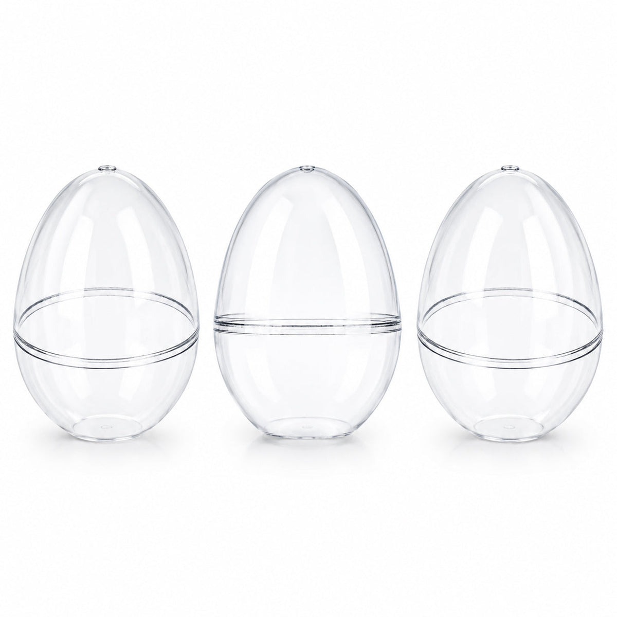 Set of 3 Clear Plastic Standing Egg Ornaments 3.58 Inches (91 mm)