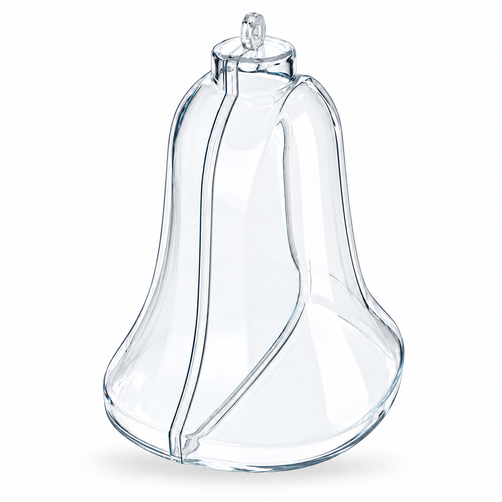 Set of 3 Clear Plastic Bell Ornaments 3.7 Inches (94 mm)