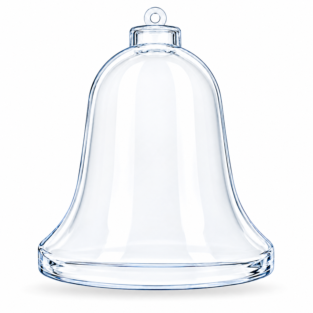 Set of 3 Clear Plastic Bell Ornaments 3.7 Inches (94 mm)
