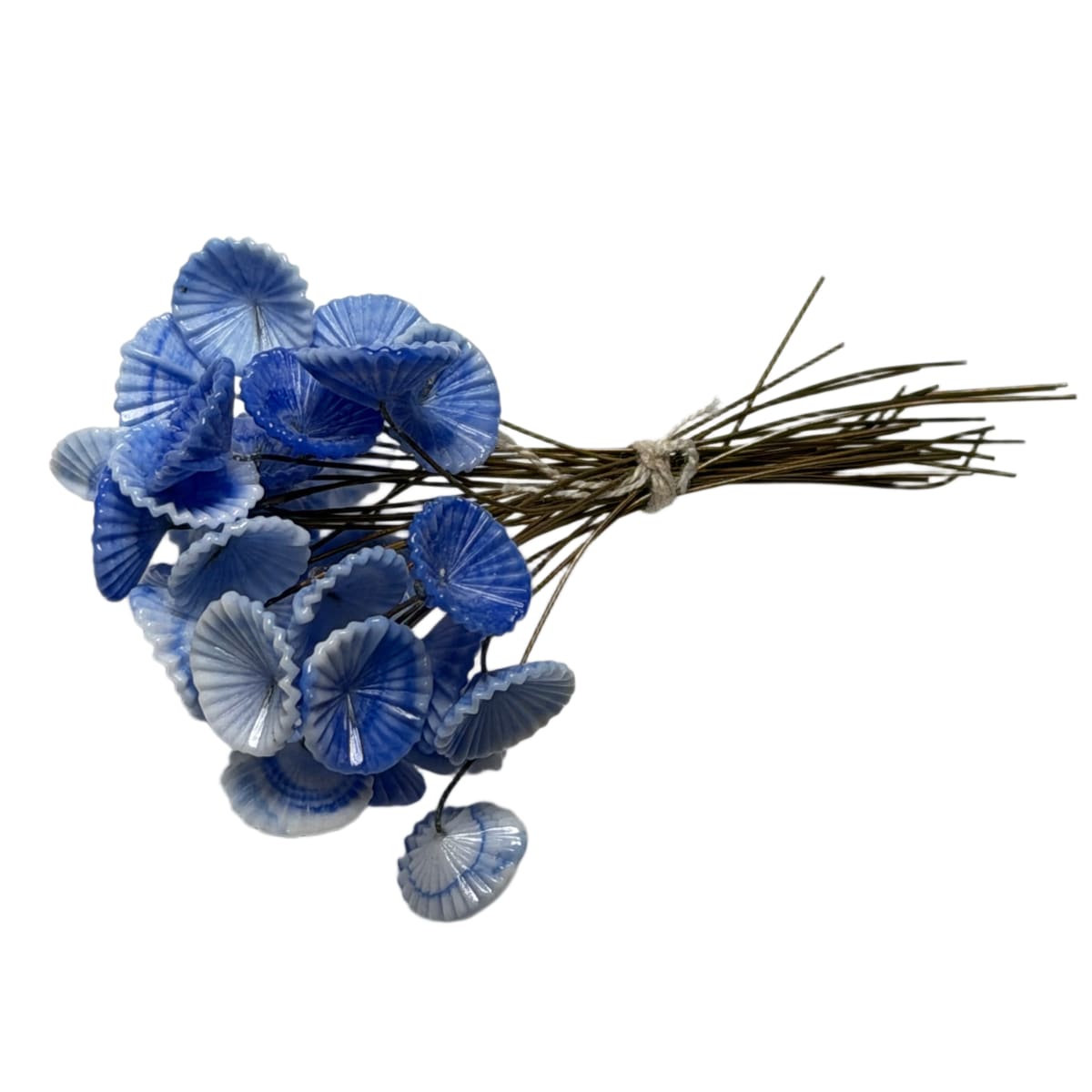 Vintage Czech Glass Flower Stamens - Blue Pressed Glass with Wire Stems 90mm - Individual Floral Components