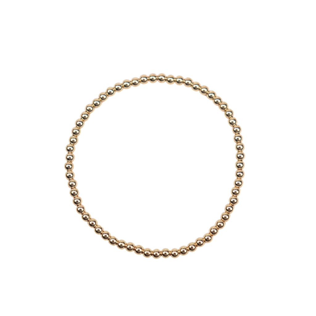 Stretchy Gold-Fill Beaded Bangle Bracelets, 14/20 Gold-Filled, 6.5" Diameter