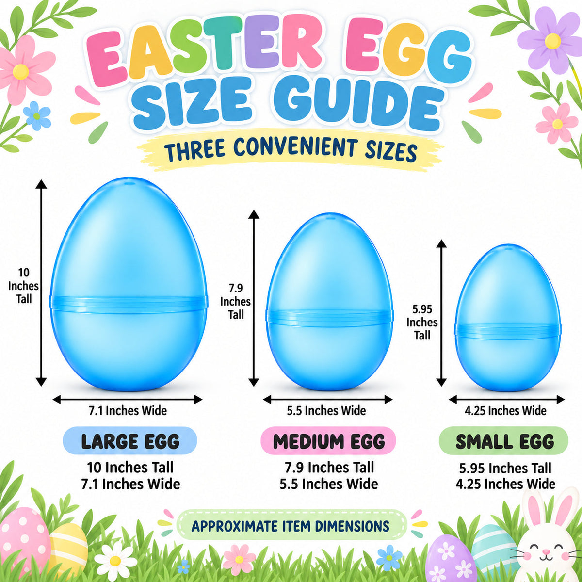 Set of 3 Jumbo Large Size Giant Fillable Plastic Easter Eggs 10 Inches
