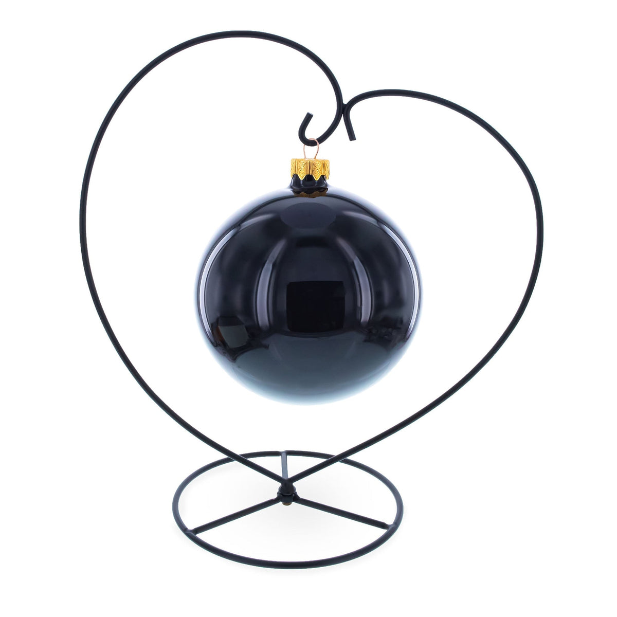 Heart-Shaped Hanging Photo Picture Frame and Black Metal Ornament Stand 9.75 Inches
