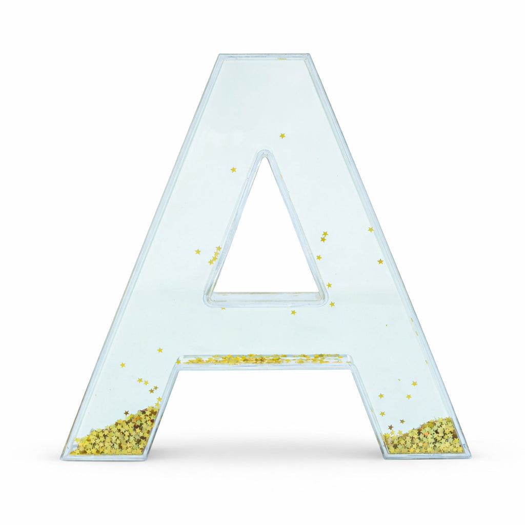 Letter A Glitter-Filled Acrylic Snow Globe