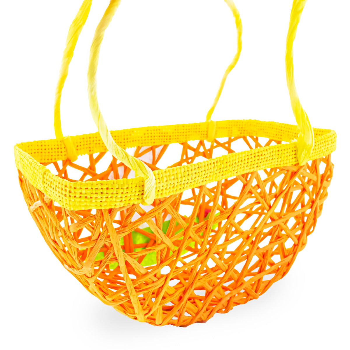 Set of 2 Easter Bunny Egg Hunt Baskets With Floral Accent 6 Inches Tall