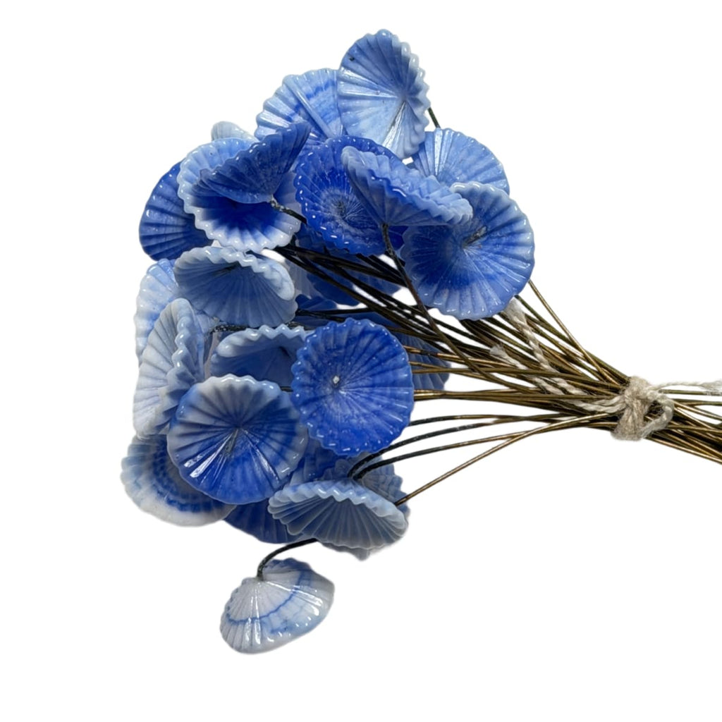 Vintage Czech Glass Flower Stamens - Blue Pressed Glass with Wire Stems 90mm - Individual Floral Components