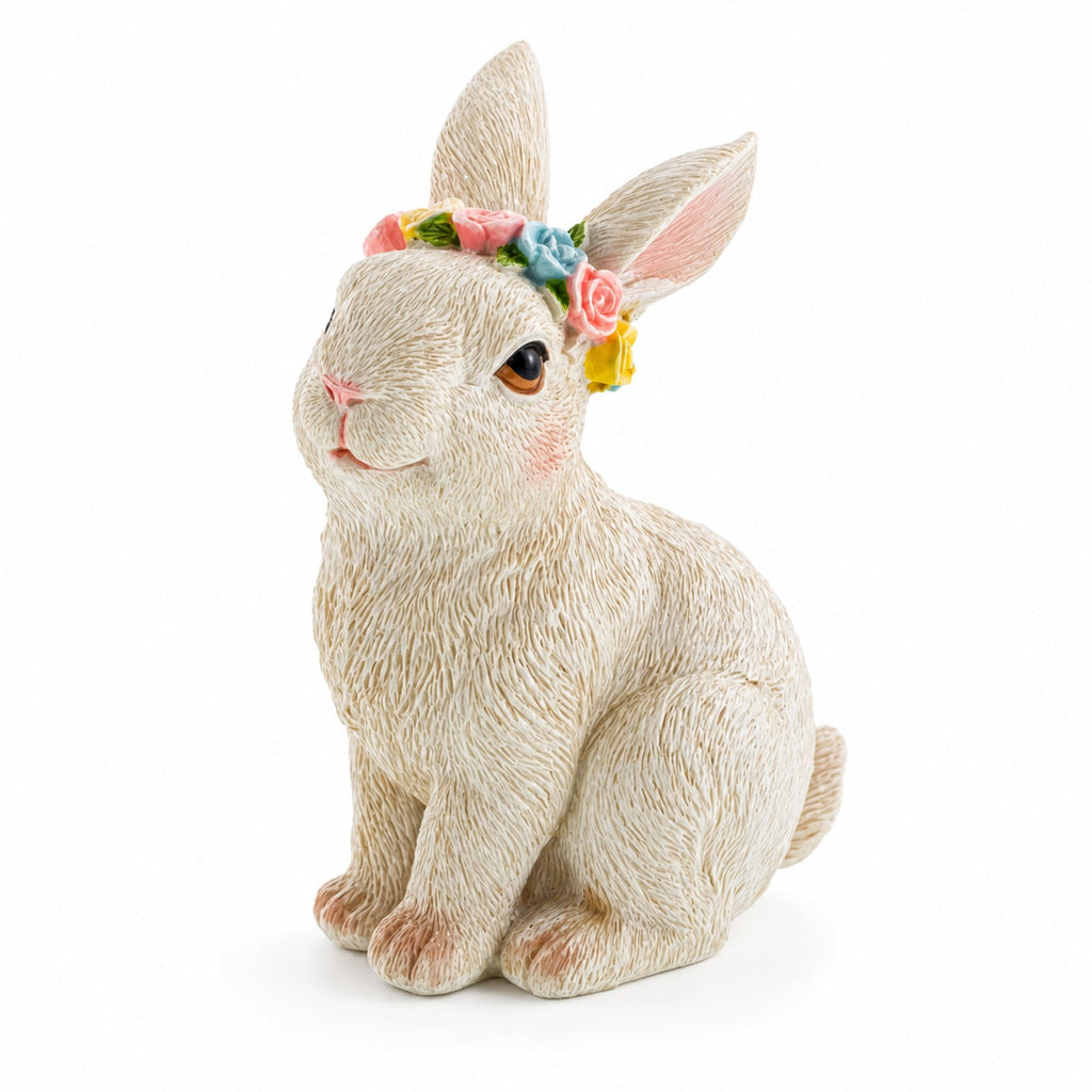 Bunny with Textured Fur Figurine  Elegant Spring & Easter Rabbit Decoration 4.2 Inches